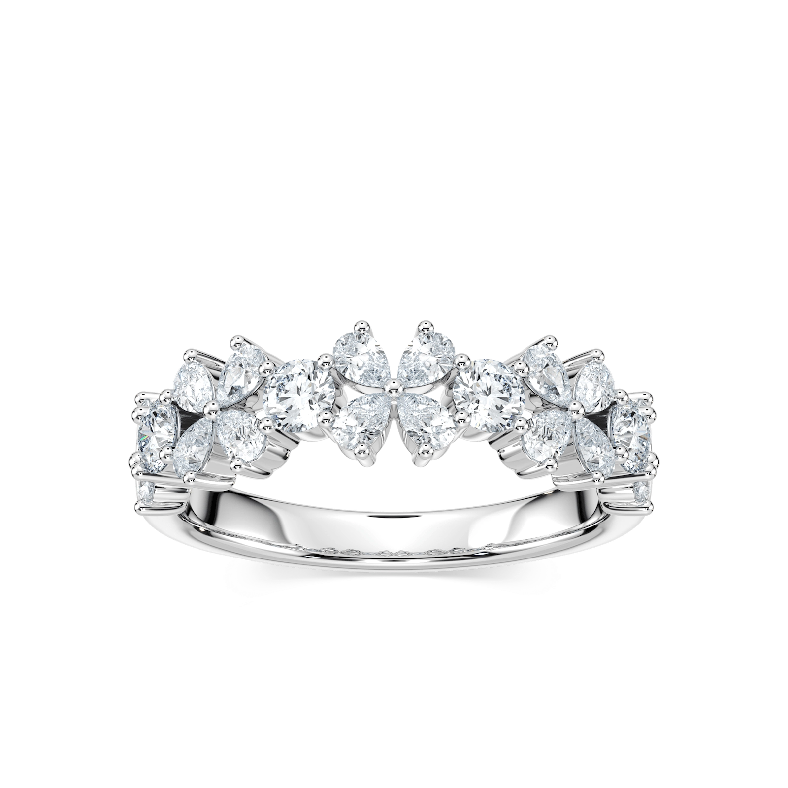 Adelina 1 ¼ ctw Pear and Round Lab Grown Diamond Floral Anniversary Band