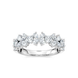 Adelina 1 ¼ ctw Pear and Round Lab Grown Diamond Floral Anniversary Band