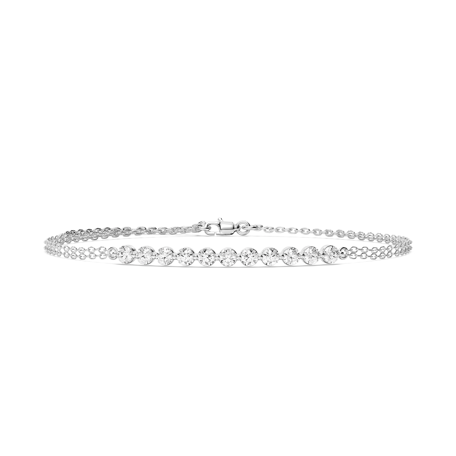 1 ctw Round Lab Grown Diamond Eleven Stone Chain Bracelet  - 7 Inches