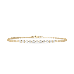 1 ctw Round Lab Grown Diamond Eleven Stone Chain Bracelet  - 7 Inches