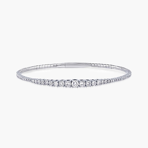 2 ctw Round Lab Grown Diamond Graduated Flexible Bangle Bracelet  - 7 Inches