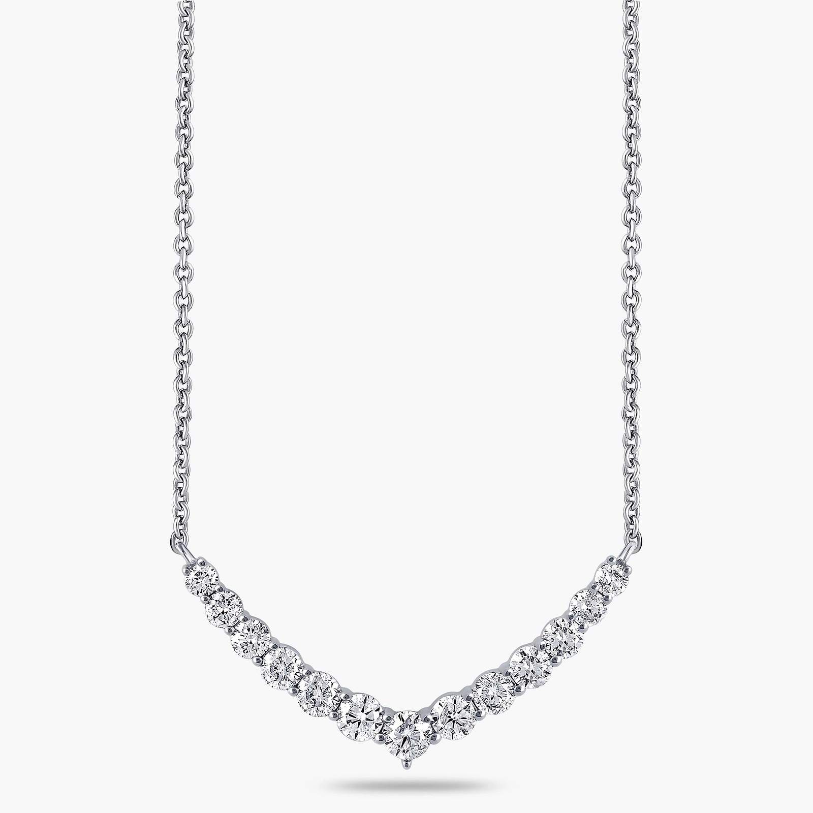1 ctw Round Lab Grown Diamond Graduated Necklace - 18 Inches