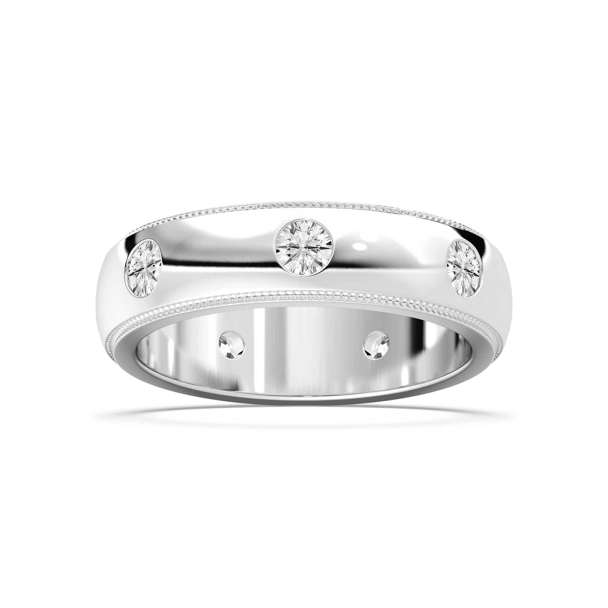 Riley 1 ⅙ ctw Round Lab Grown Diamond 6.20mm Burnished Milgrain Mens Wedding Band