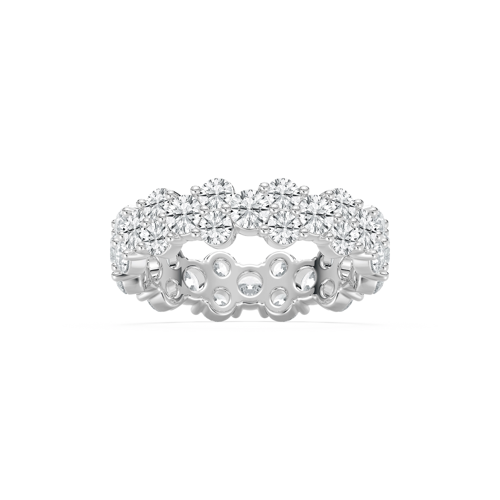 Round Floral Eternity Ring in Rose Gold