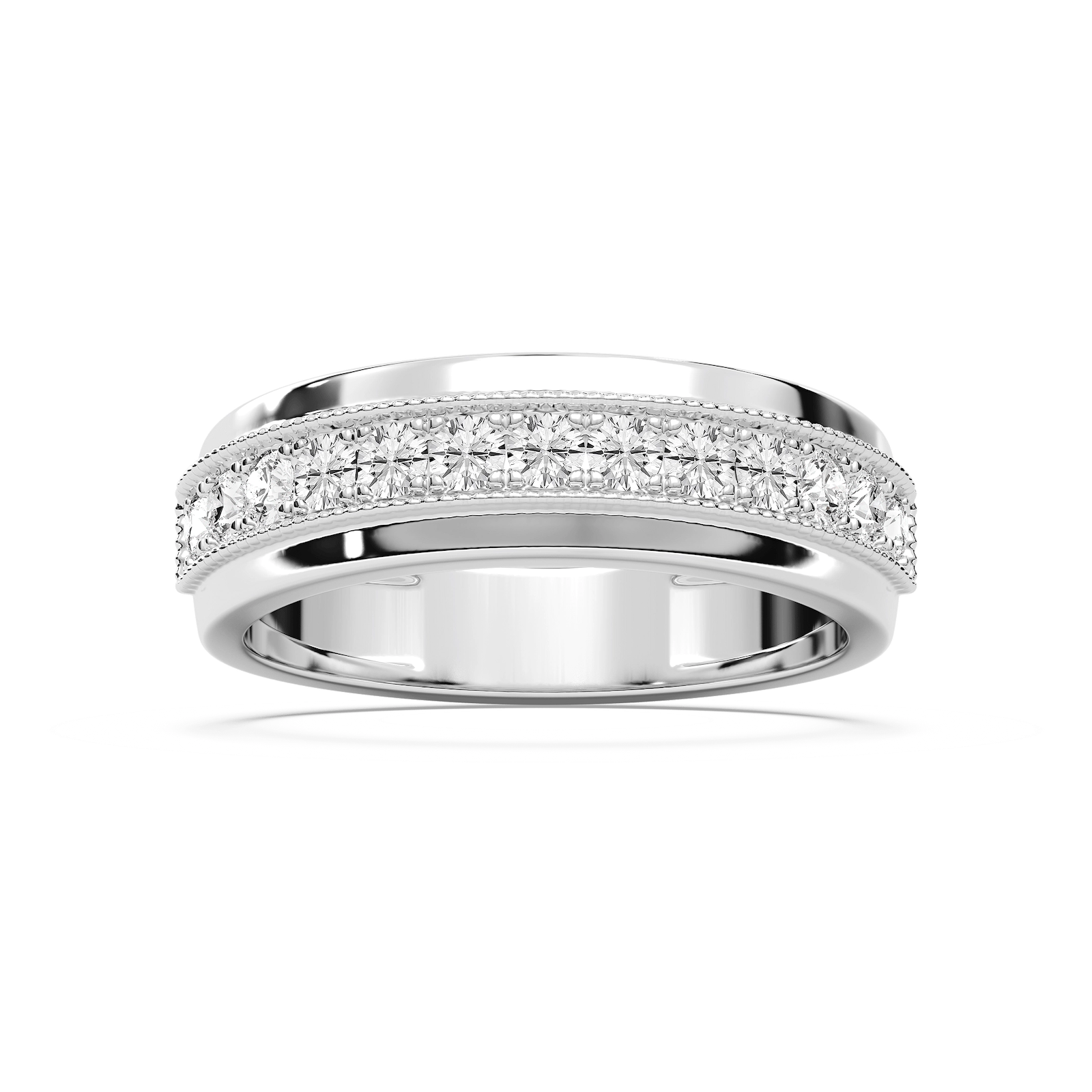 Andy 3/4 ctw Round Lab Grown Diamond 4.35mm Milgrain Channel Mens Wedding Band