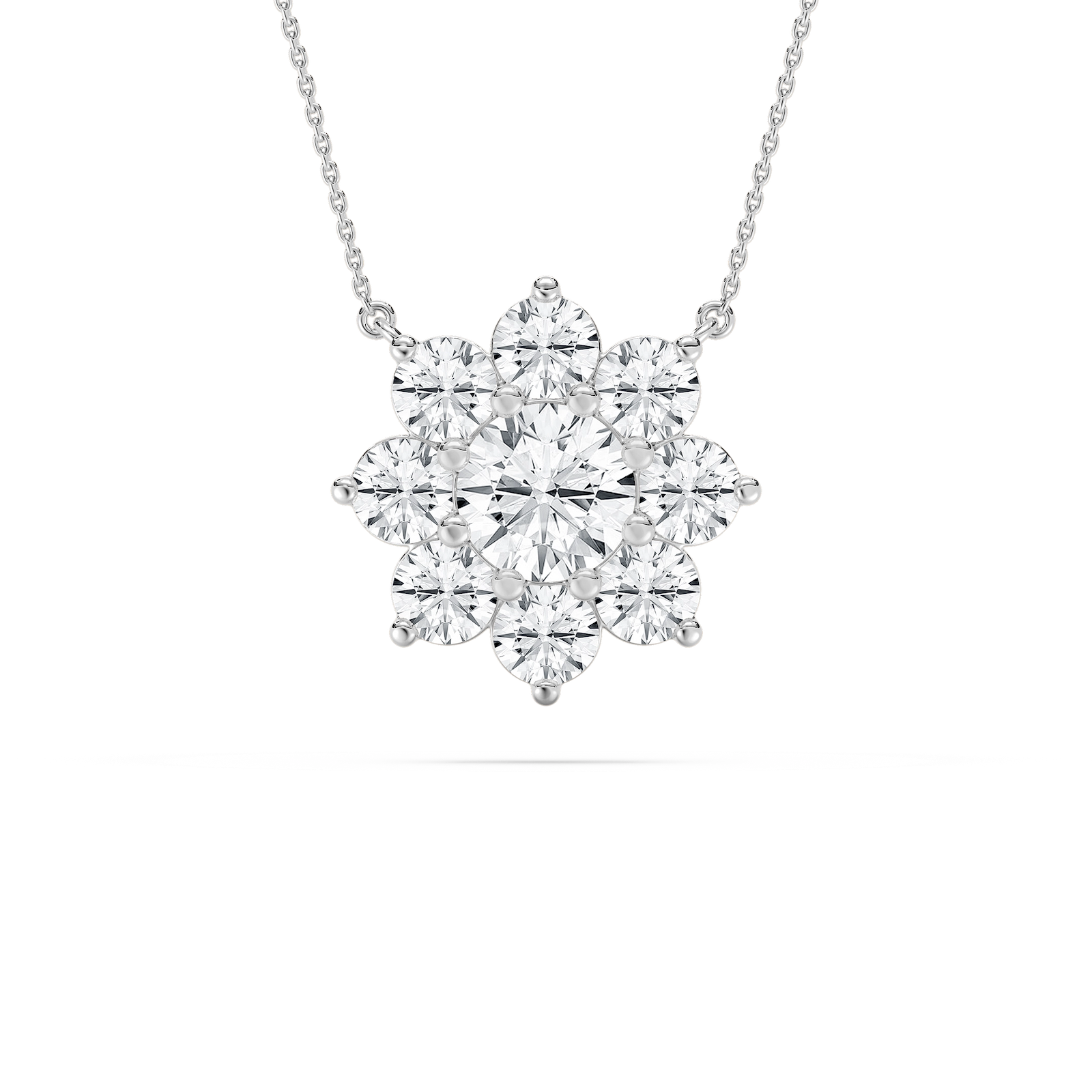 Round Halo Necklace in Rose Gold