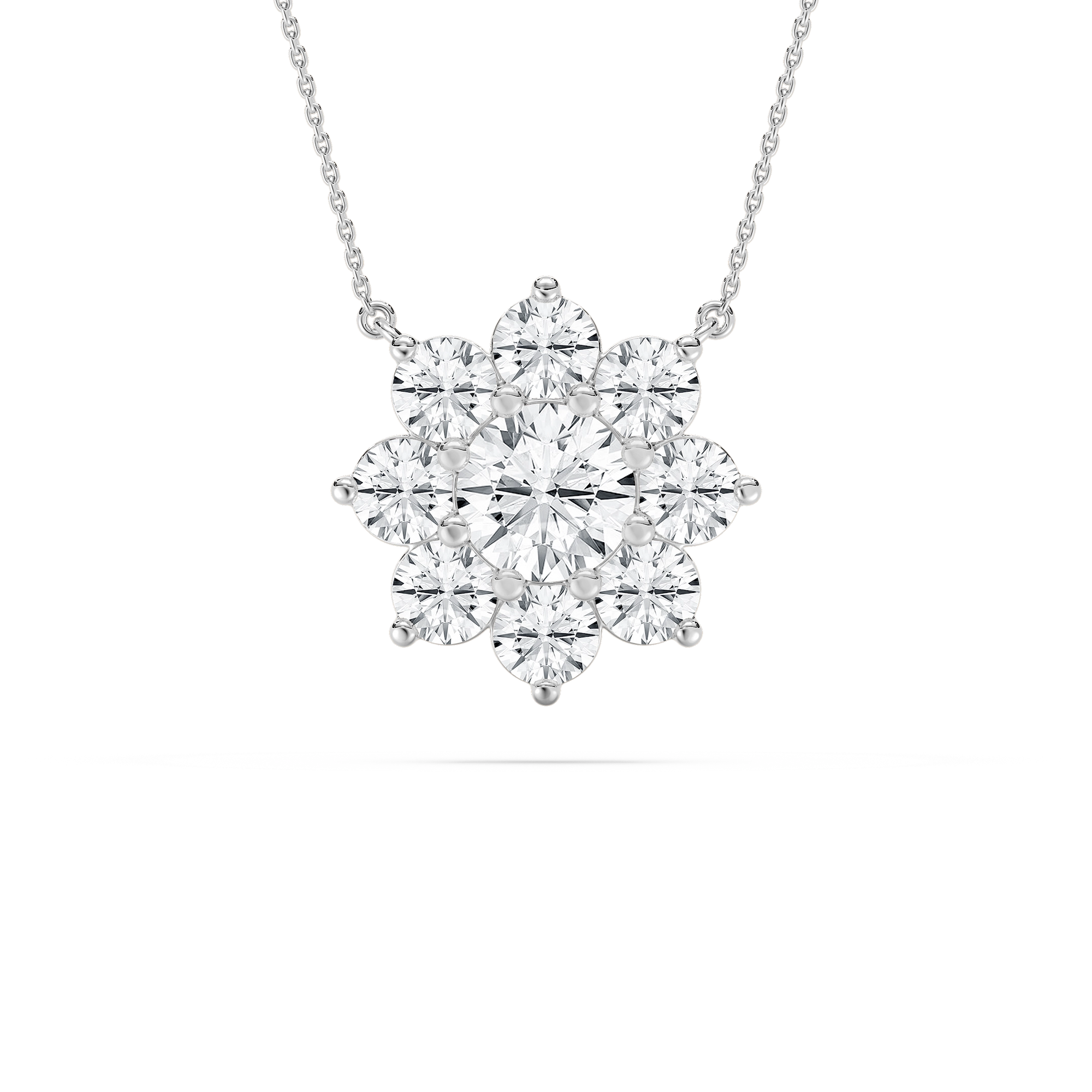 Round Halo Necklace in Rose Gold