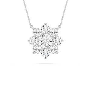 2 ctw Round Lab Grown Diamond Flower Pendant - 18 Inches