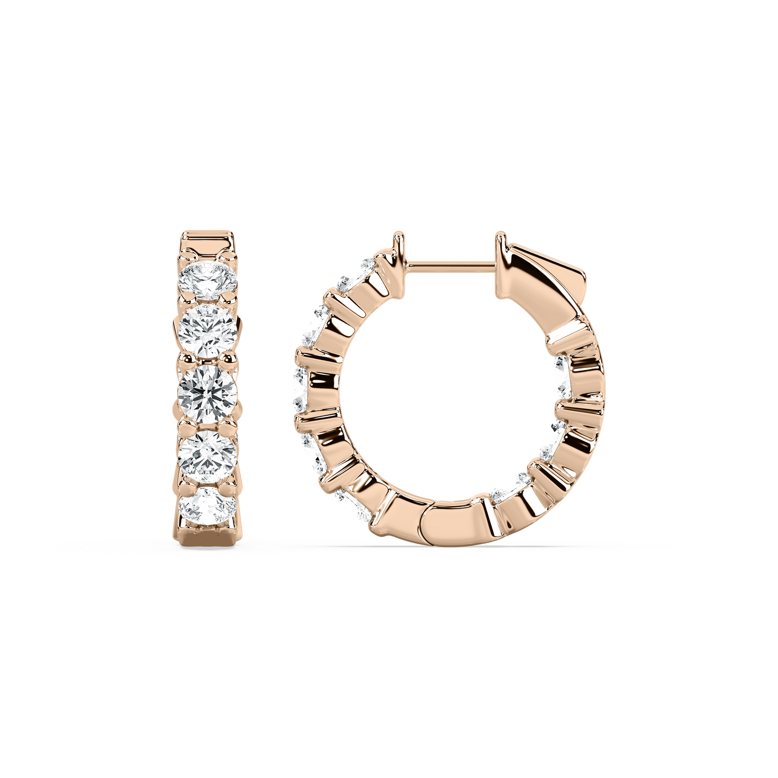 4 ctw Round Lab Grown Diamond Inside Out Huggie Hoop Earrings