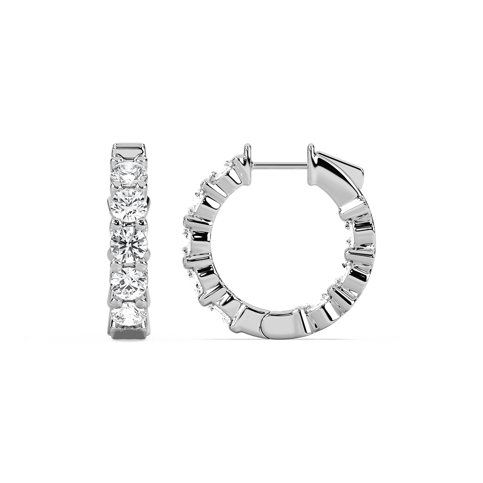 4 ctw Round Lab Grown Diamond Inside Out Huggie Hoop Earrings