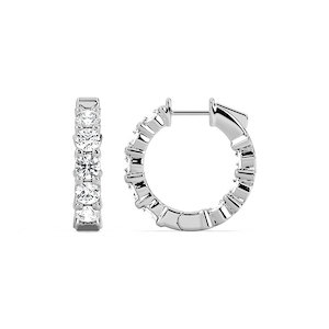 4 ctw Round Lab Grown Diamond Inside Out Huggie Hoop Earrings