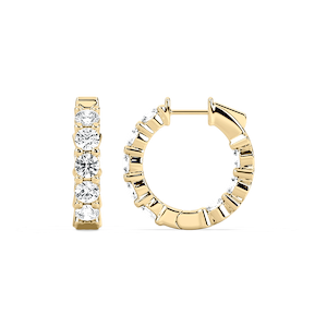 4 ctw Round Lab Grown Diamond Inside Out Huggie Hoop Earrings