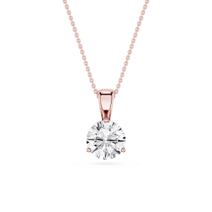Round Lab Grown Diamond 3 Prong Solitaire Pendant - 16 to 18 Inches