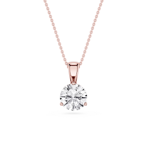 Round Lab Grown Diamond 3 Prong Solitaire Pendant - 16 to 18 Inches