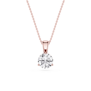 Round Lab Grown Diamond 3 Prong Solitaire Pendant - 16 to 18 Inches