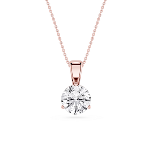 Round Lab Grown Diamond 3 Prong Solitaire Pendant - 16 to 18 Inches