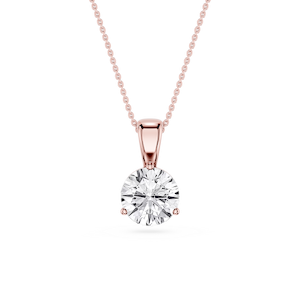 Round Lab Grown Diamond 3 Prong Solitaire Pendant - 16 to 18 Inches