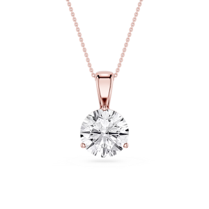 Round Lab Grown Diamond 3 Prong Solitaire Pendant - 16 to 18 Inches