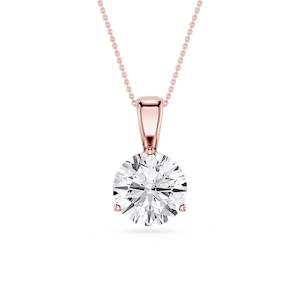 Round Lab Grown Diamond 3 Prong Solitaire Pendant - 16 to 18 Inches