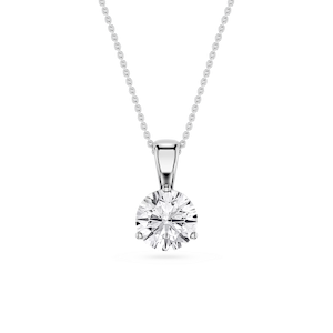 Round Lab Grown Diamond 3 Prong Solitaire Pendant - 16 to 18 Inches