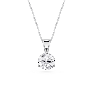 Round Lab Grown Diamond 3 Prong Solitaire Pendant - 16 to 18 Inches