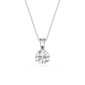 Round Lab Grown Diamond 3 Prong Solitaire Pendant - 16 to 18 Inches