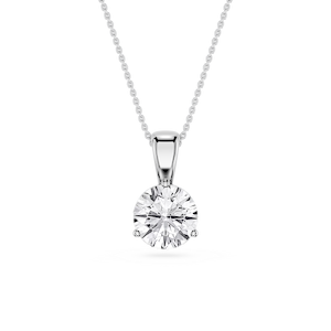 Round Lab Grown Diamond 3 Prong Solitaire Pendant - 16 to 18 Inches