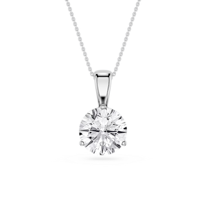 Round Lab Grown Diamond 3 Prong Solitaire Pendant - 16 to 18 Inches