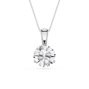 Round Lab Grown Diamond 3 Prong Solitaire Pendant - 16 to 18 Inches