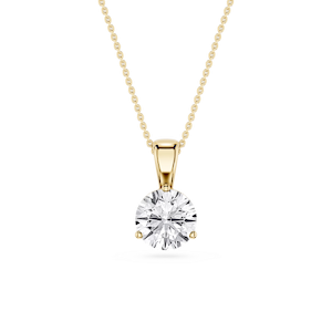 Round Lab Grown Diamond 3 Prong Solitaire Pendant - 16 to 18 Inches
