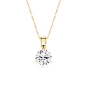 Round Lab Grown Diamond 3 Prong Solitaire Pendant - 16 to 18 Inches