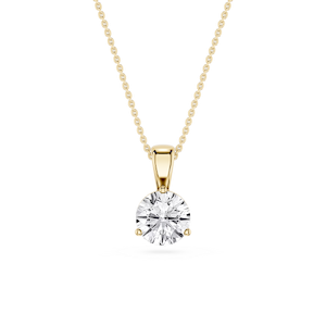 Round Lab Grown Diamond 3 Prong Solitaire Pendant - 16 to 18 Inches