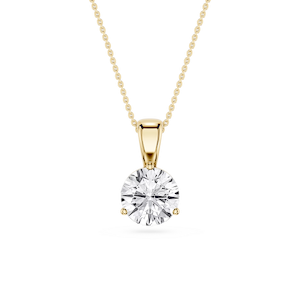 Round Lab Grown Diamond 3 Prong Solitaire Pendant - 16 to 18 Inches