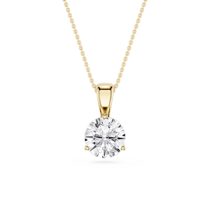 Round Lab Grown Diamond 3 Prong Solitaire Pendant - 16 to 18 Inches
