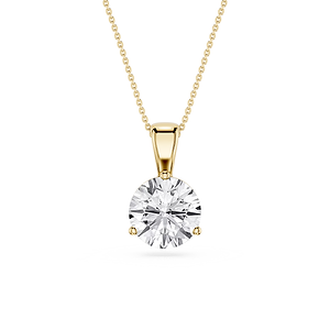Round Lab Grown Diamond 3 Prong Solitaire Pendant - 16 to 18 Inches