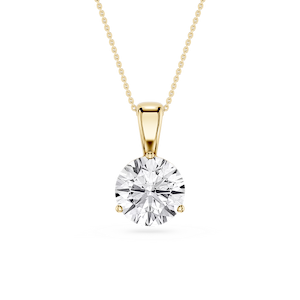 Round Lab Grown Diamond 3 Prong Solitaire Pendant - 16 to 18 Inches