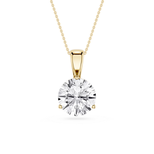 Round Lab Grown Diamond 3 Prong Solitaire Pendant - 16 to 18 Inches