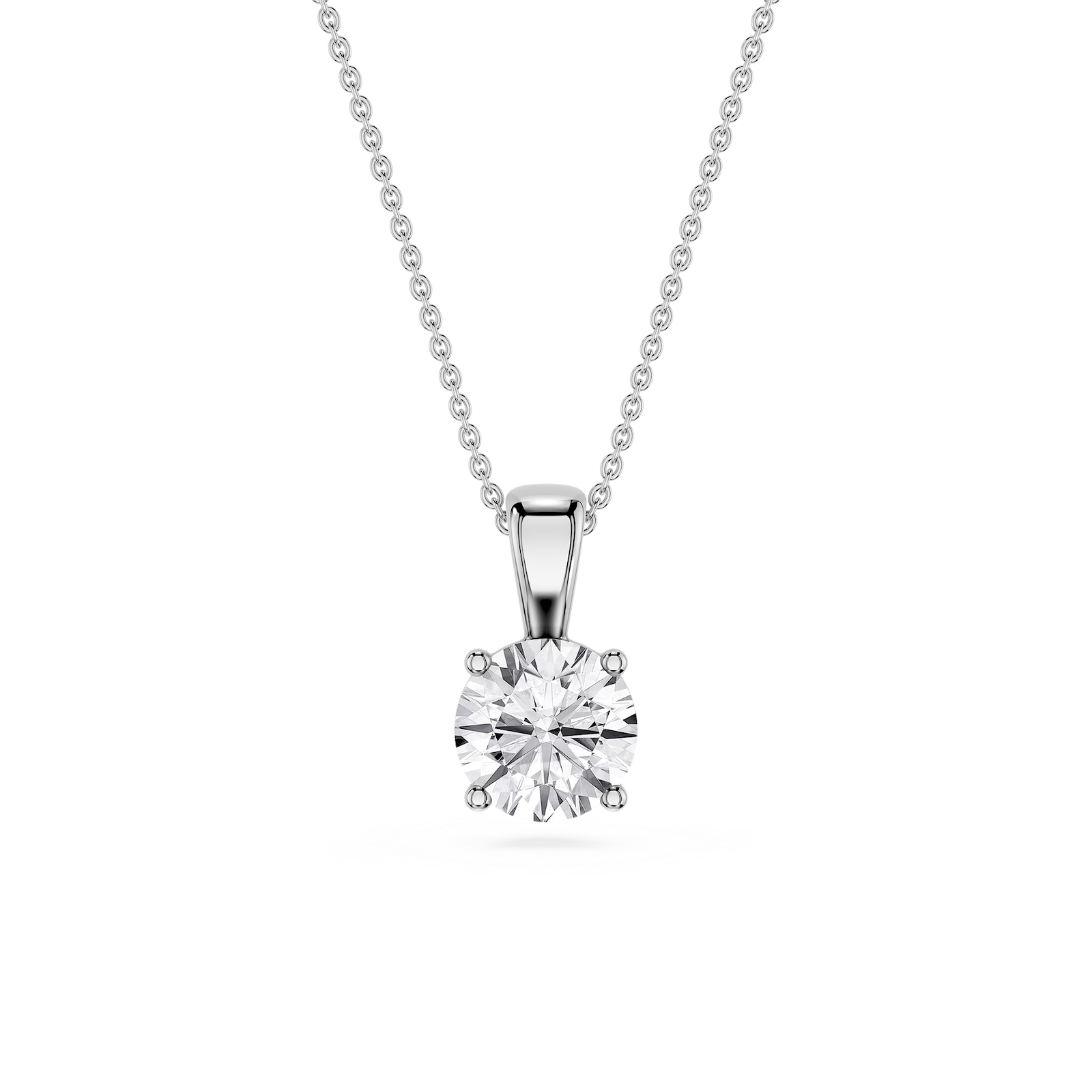 Round Lab Grown Diamond 4-Prong Single Bail Pendant - 16 to 18 Inches