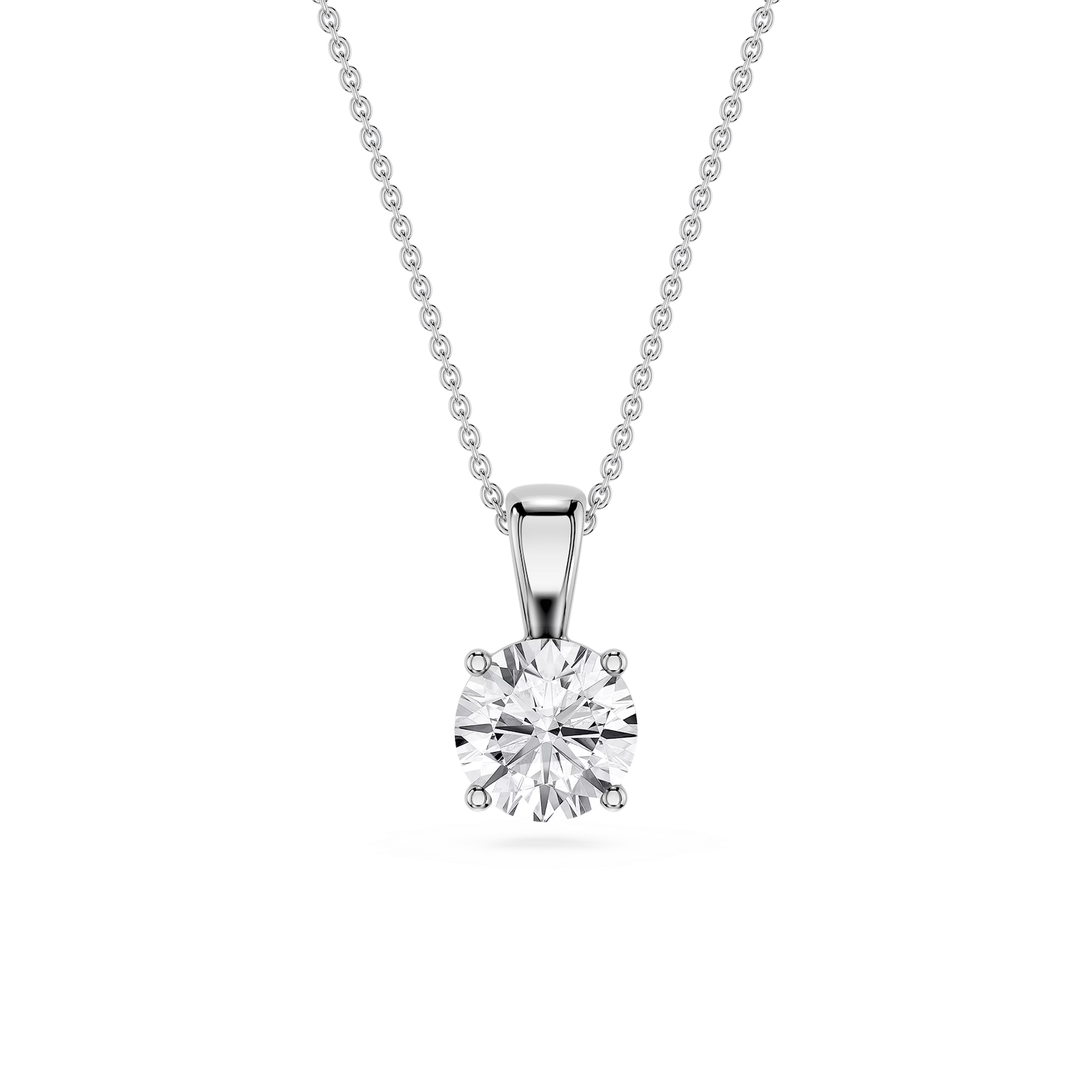 Round Lab Grown Diamond 4-Prong Single Bail Pendant - 16 to 18 Inches