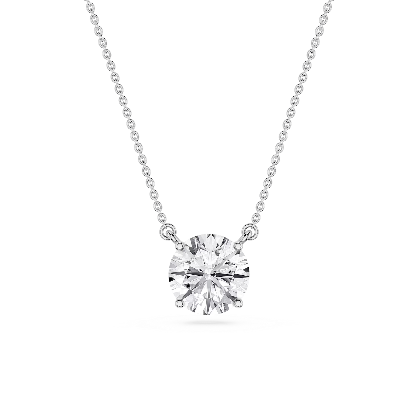 Round Lab Grown Diamond 4 Prong Solitaire Pendant - 16 to 18 Inches