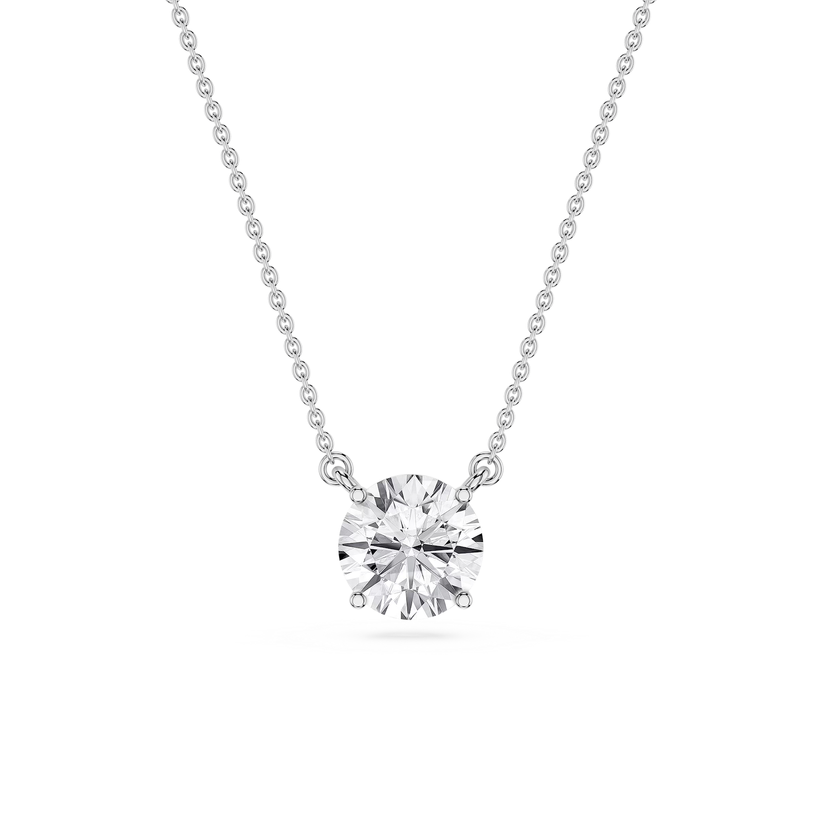 Round Lab Grown Diamond 4 Prong Solitaire Pendant - 16 to 18 Inches