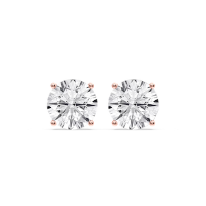 Round Certified Lab Grown Diamond Classic Four Prong Guardian Back Stud Earrings