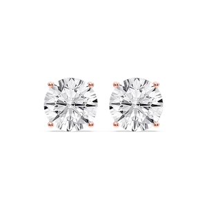 Round Certified Lab Grown Diamond Classic Four Prong Guardian Back Stud Earrings
