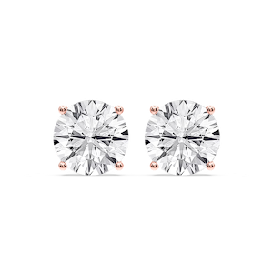 Round Certified Lab Grown Diamond Classic Four Prong Guardian Back Stud Earrings