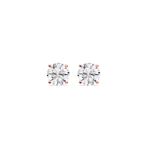 Round Certified Lab Grown Diamond Classic Four Prong Guardian Back Stud Earrings