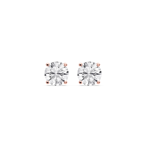 Round Certified Lab Grown Diamond Classic Four Prong Guardian Back Stud Earrings