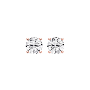 Round Certified Lab Grown Diamond Classic Four Prong Guardian Back Stud Earrings