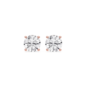 Round Certified Lab Grown Diamond Classic Four Prong Guardian Back Stud Earrings