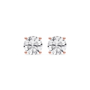 Round Certified Lab Grown Diamond Classic Four Prong Guardian Back Stud Earrings