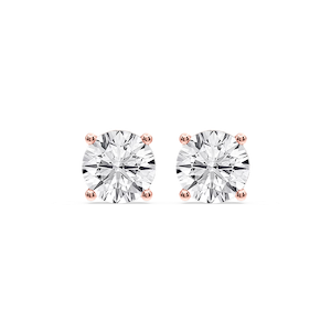 Round Certified Lab Grown Diamond Classic Four Prong Guardian Back Stud Earrings